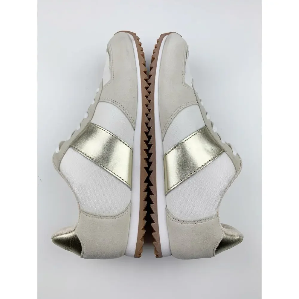 J Crew Trainers Metallic Colorblock Cream Gold Sneakers Retro Casual Women's 10